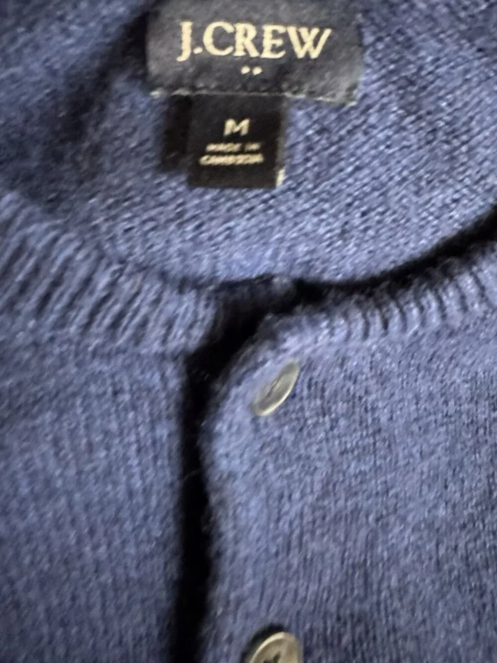 J.Crew Men’s Medium Lambswool Blend Henley Sweater Blue Button Neck Knit